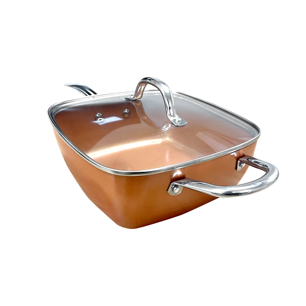 Sarten Cuadrado PREMIER 24 Cm Aluminio 3 Piezas Canasta Tapa Vaporera
