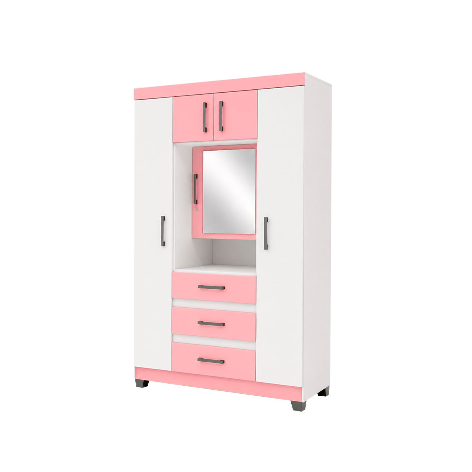 ROPERO IZZI RHEA M3 5PA 3C BJ CPE CH 205X121X47CM BRILLO BLANCO-ROSA
