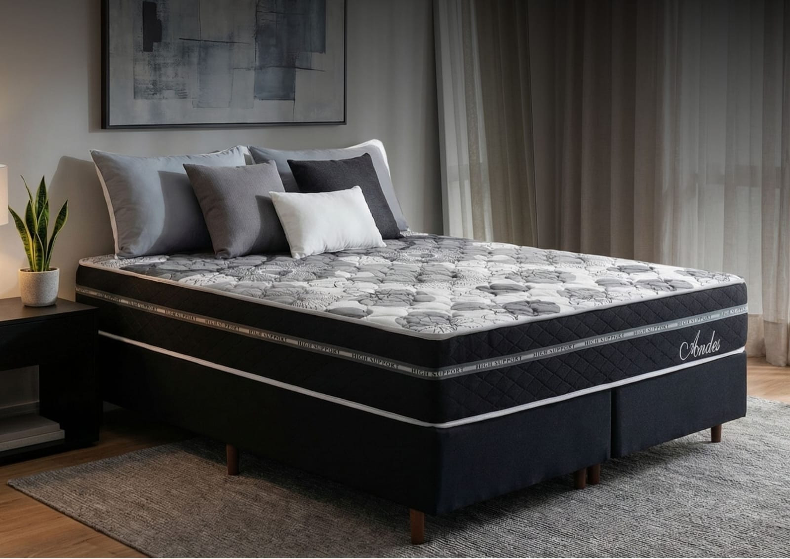 Colchón HELLEN Andes Negro Resortes Pocket 1.5 Plazas (105X188X26)