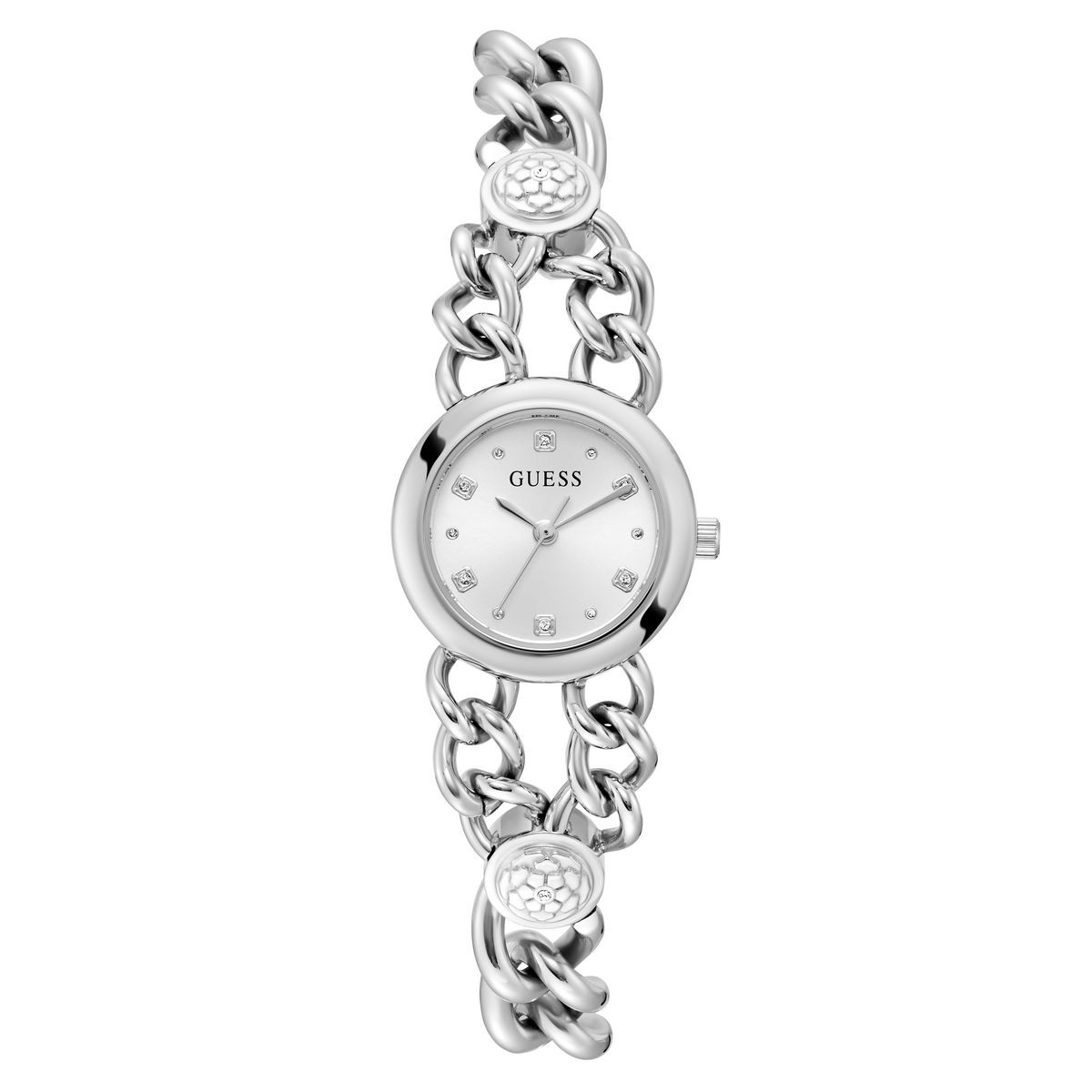 RJ GUESS LADIES  BEJEWELED SILVER TONE GW0758L1