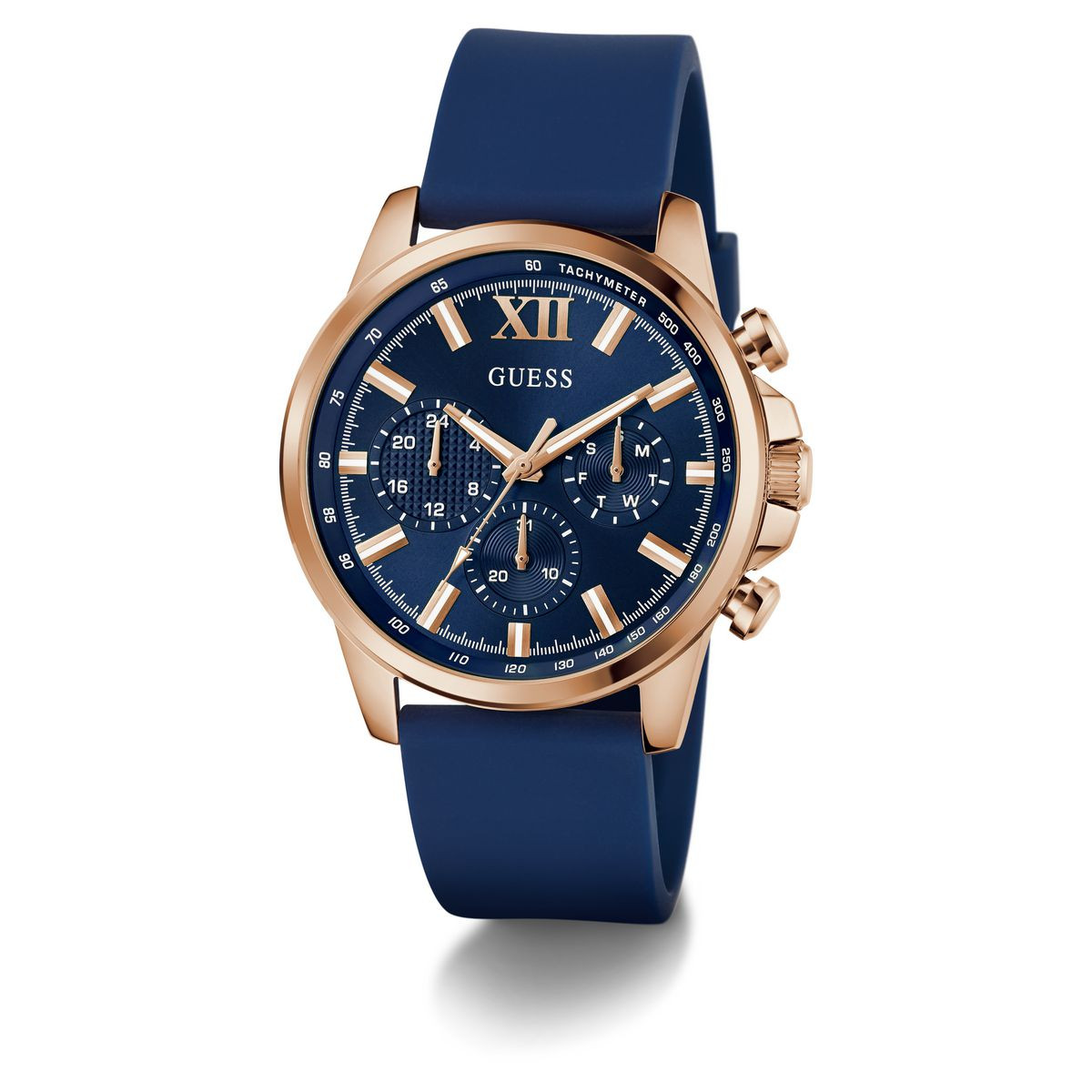 Reloj GUESS Man Multifunción Tono Oro Rosa Azul GW0913G1