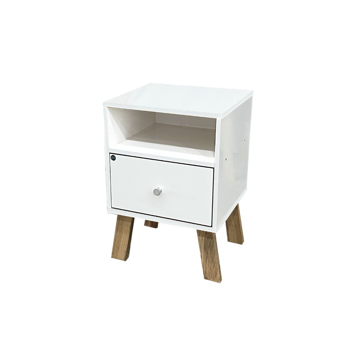 MESA DE NOCHE IZZI URSA BRILLO BLANCO