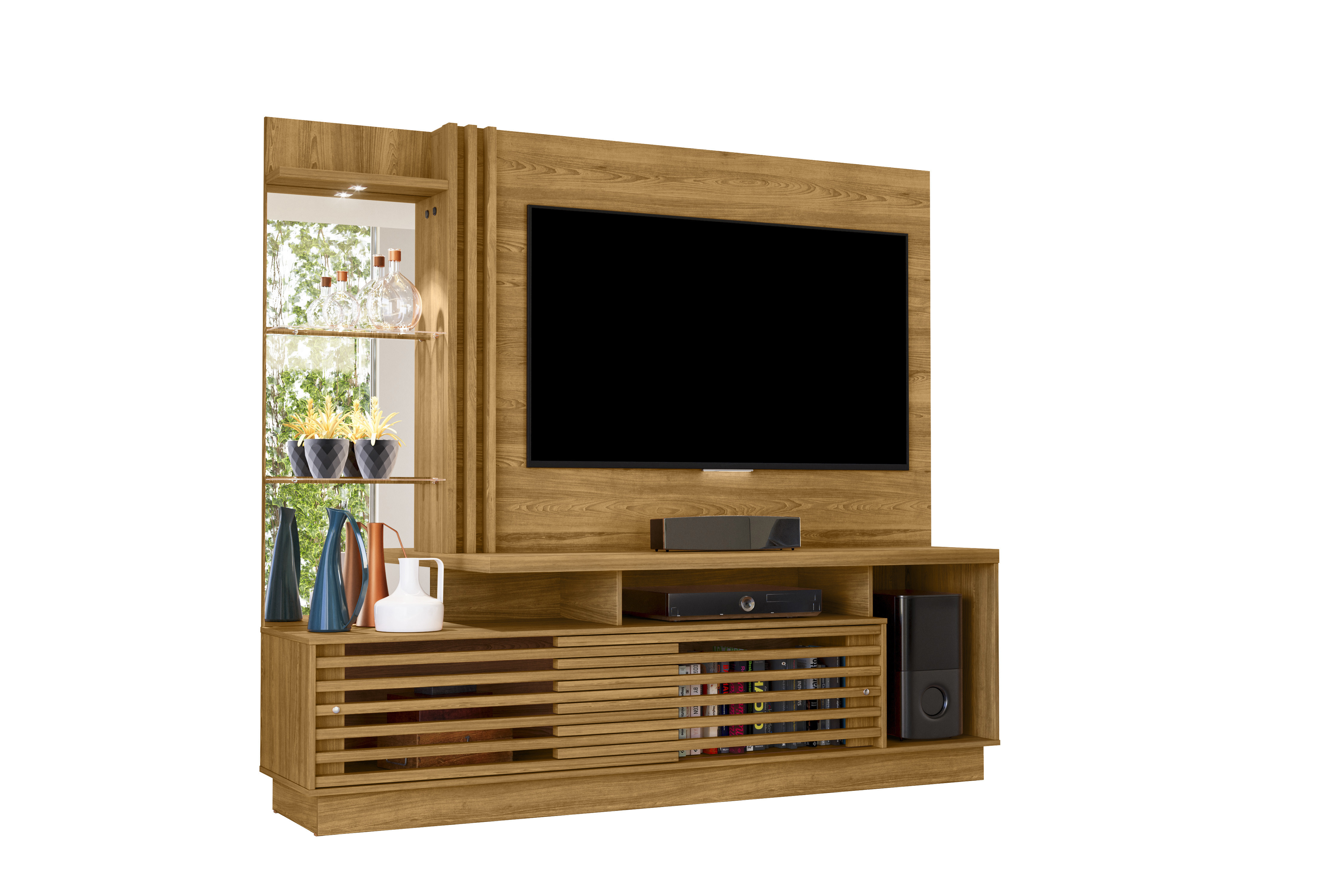 Centro De Entretenimiento MADETEC Friz Plus Para Tv Hasta 60" Cumaru