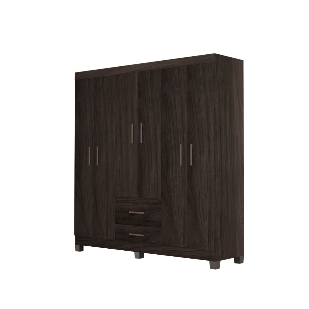 ROPERO IZZI DIONE M5 6P 2C 205X181X47CM MATE TABACO