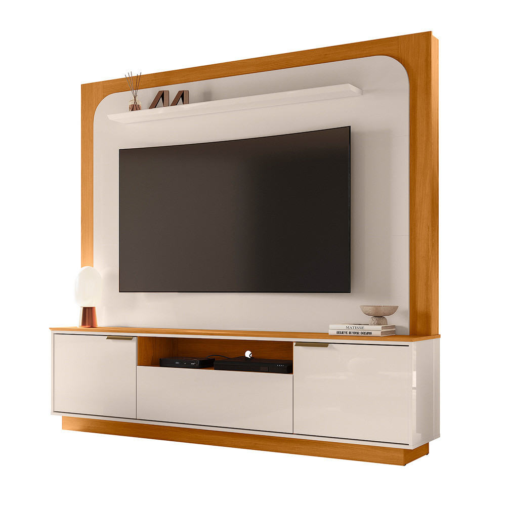 Centro De Entretenimiento MADETEC Nilo Para Tv Hasta 75" Cinamomo/Blanco