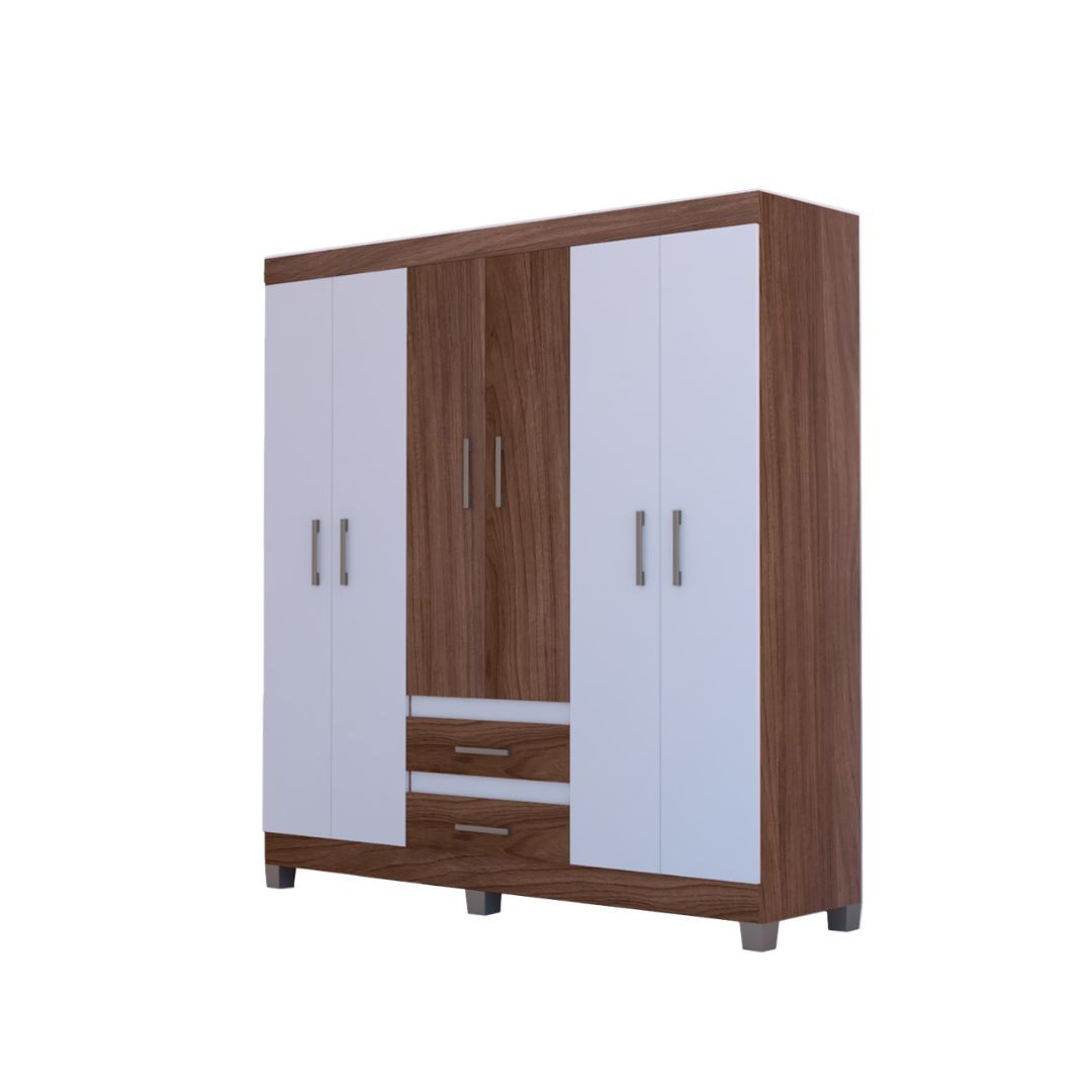 ROPERO IZZI DIONE M5 6P 2C 205X181X47CM MATE CASTANO-MARFIL