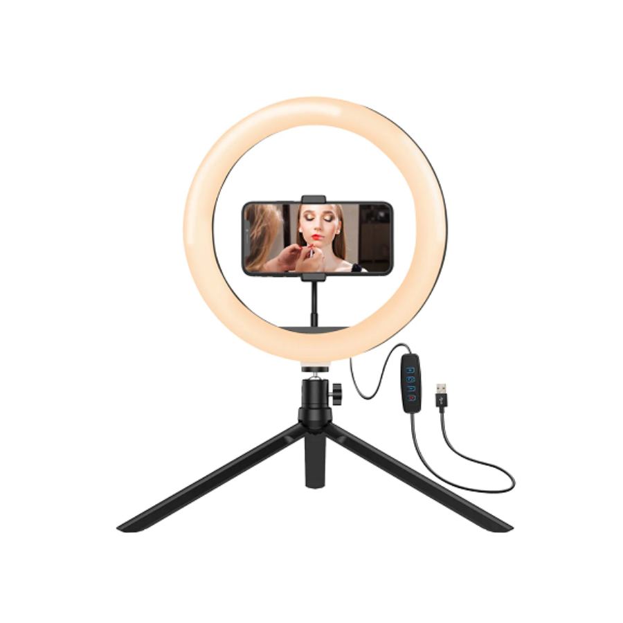Anillo de luz LED SpotLight 9315 de 8" con mini trípode ARGOMTECH ARG-LP-9315BK